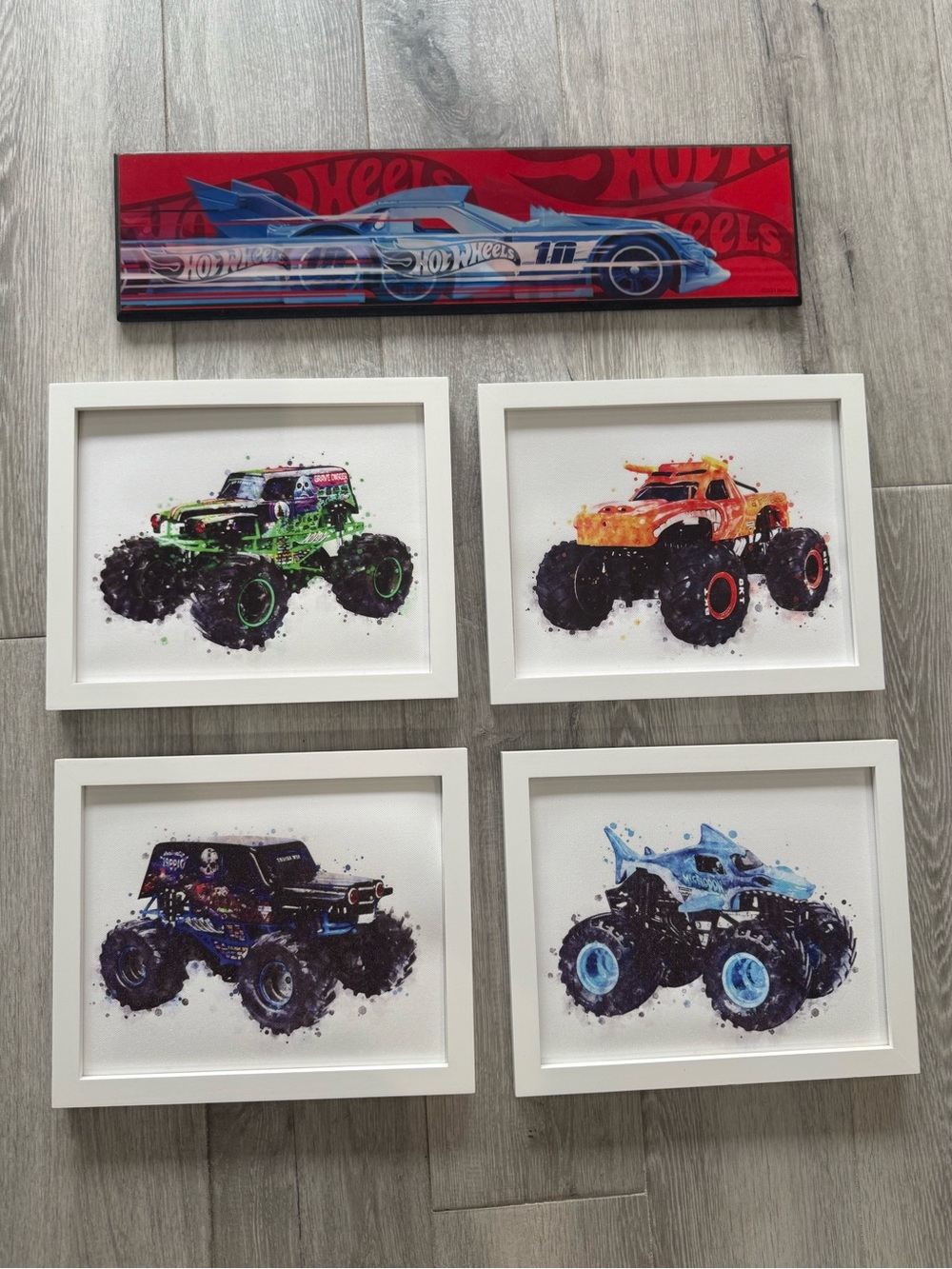 Hot Wheels & Monster Truck Wall Art Set - Colorful Prints